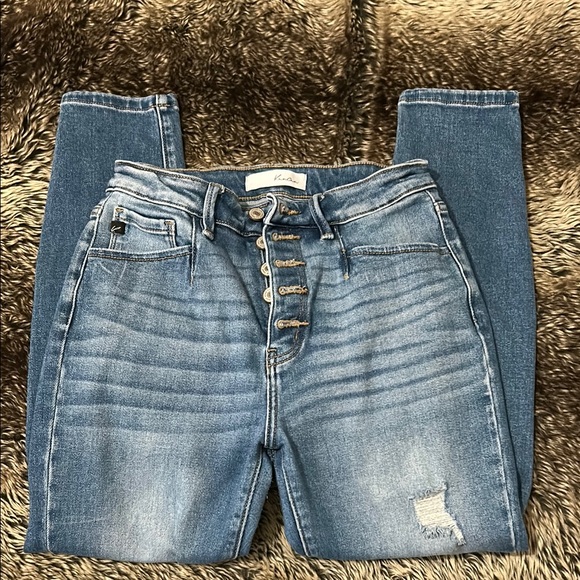 Kancan Women’s Light Wash Destroyed Skinny Jeans - Picture 1 of 7